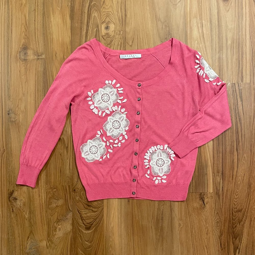 NEW Nougat London silk cotton embroidered cardigan size M